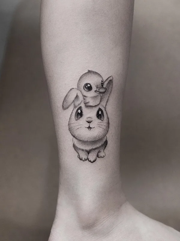 black and grey sketch татуировка на calf #31093 | Тату мастер AkiWong