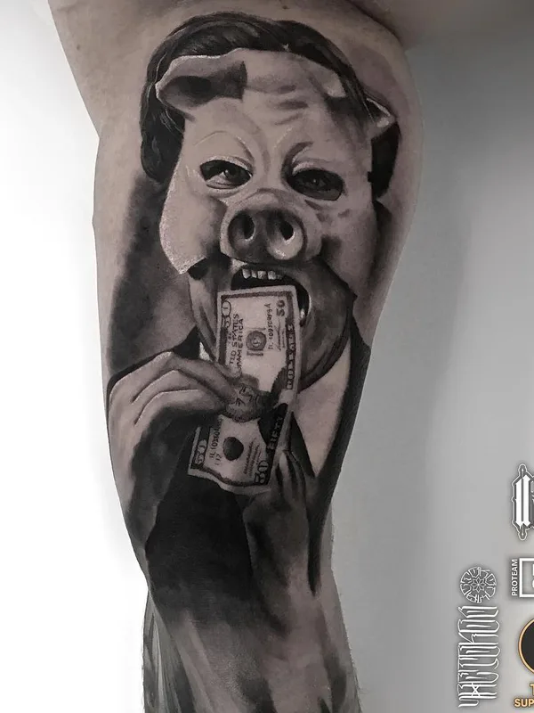 black and grey realism tattoo on upper arm #36935 | Tattoo Artist Тимур Юзар