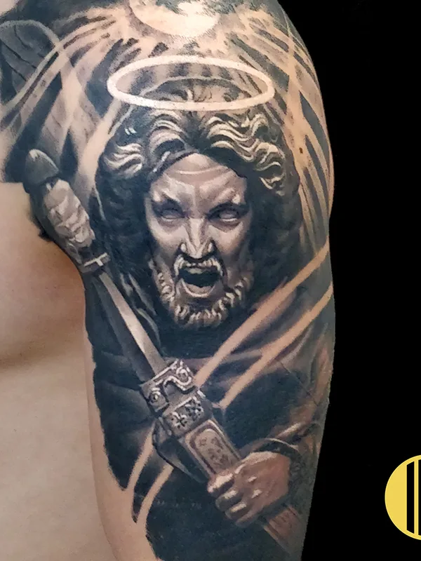black and grey realism татуировка на shoulder #72027 | Тату мастер Serjo Tattoo