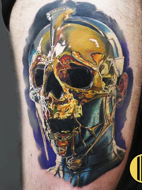 color biomechanical татуировка на thigh #72036 | Тату мастер Serjo Tattoo