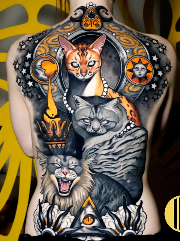 female color illustrative татуировка на full back #72026 | Тату мастер Serjo Tattoo