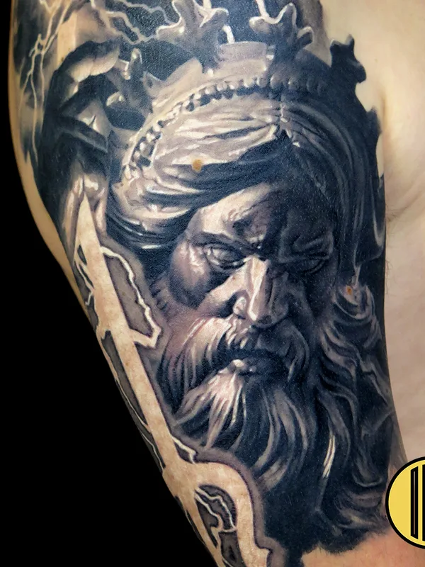 black and grey realism татуировка на upper arm #72035 | Тату мастер Serjo Tattoo
