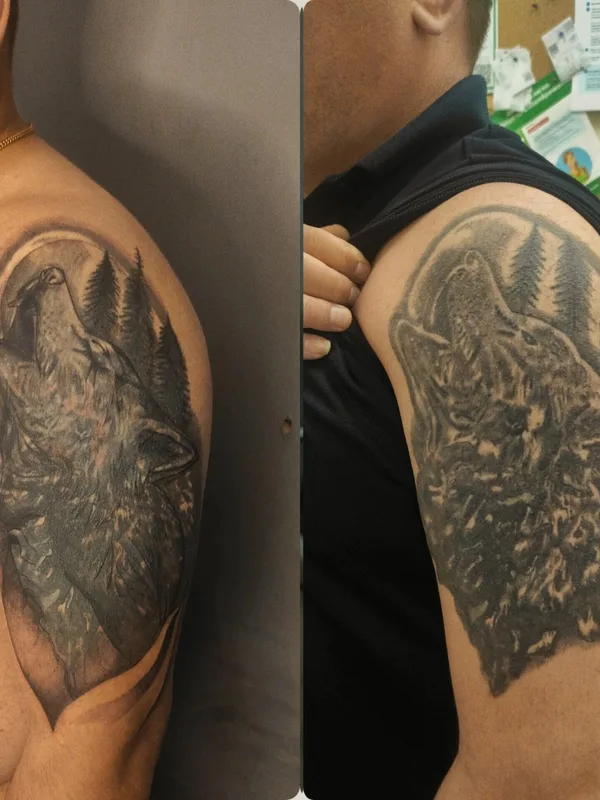 male black and grey realism татуировка на shoulder #73339 | Тату мастер Дмитрий Сергеевич Евстифеев