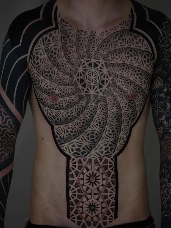 male black blackwork tattoo auf chest #59556 | Tätowierer Handsmark