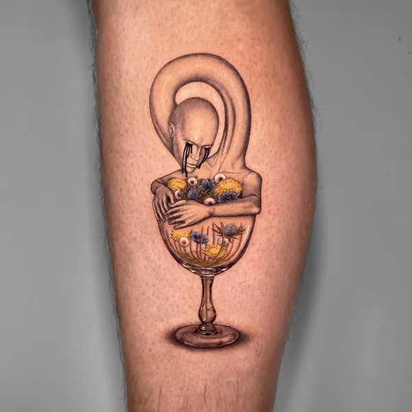 Illustrative tattoo by Poesis in Hamburg