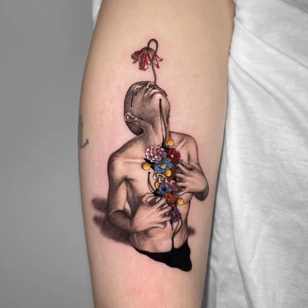 Illustrative tattoo by Poesis in Hamburg