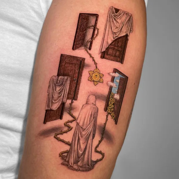 Illustrative tattoo by Poesis in Hamburg