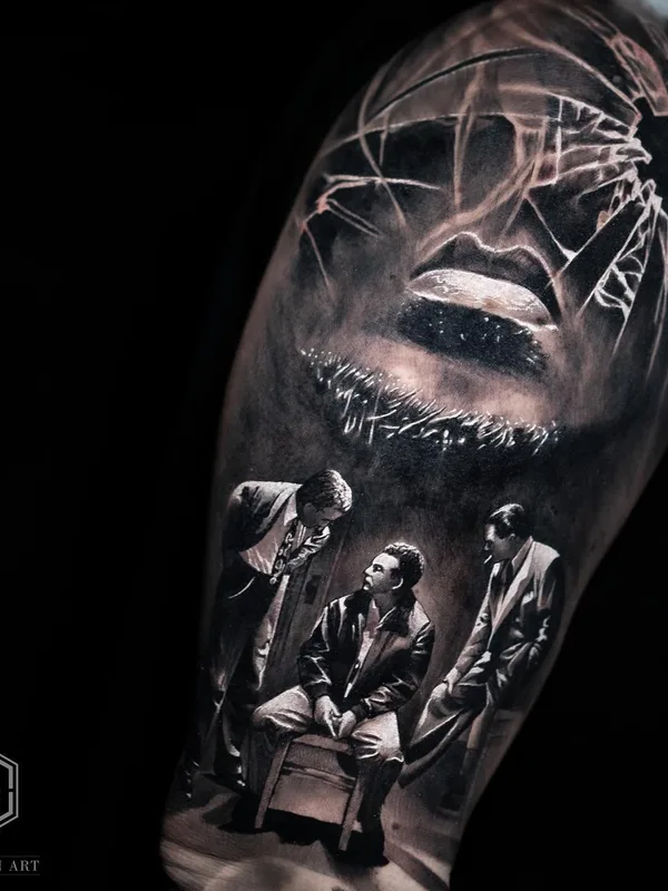 black and grey realism tatouage sur upper arm #59577 | Artiste tatoueur Jack Galan Art