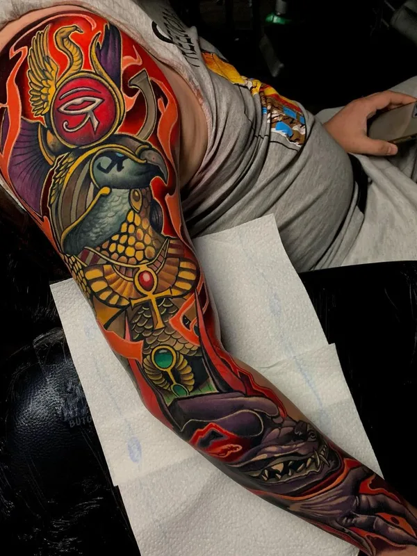 color neo traditional татуировка на full sleeve #59602 | Тату мастер Csabi Kiss