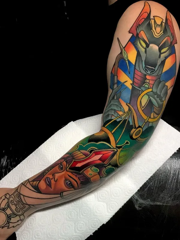 color neo traditional татуировка на full sleeve #59600 | Тату мастер Csabi Kiss