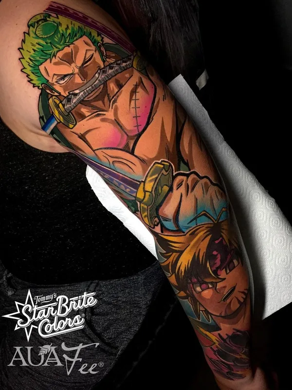 color anime татуировка на full sleeve #59606 | Тату мастер Csabi Kiss