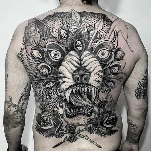 Graphic tattoo by Erick Cuevas in Guadalajara