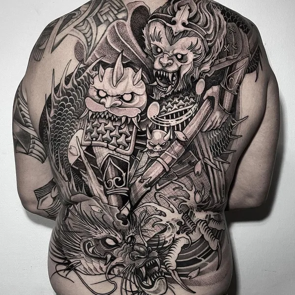 Graphic tattoo by Erick Cuevas in Guadalajara