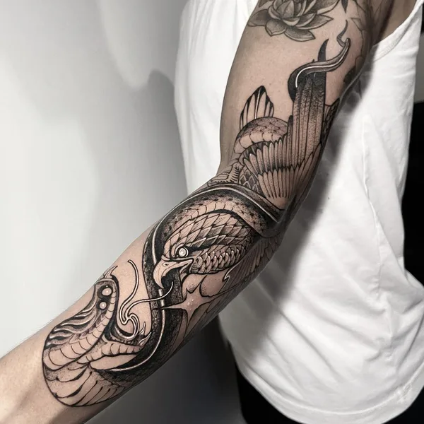 Graphic tattoo by Erick Cuevas in Guadalajara