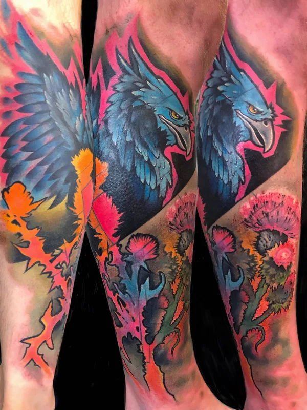 color watercolor Tatuagem em calf #74509 | Tatuador Леонид Изгин