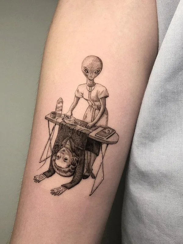 black and grey illustrative татуировка на forearm #44480 | Тату мастер Вячеслав Веровский