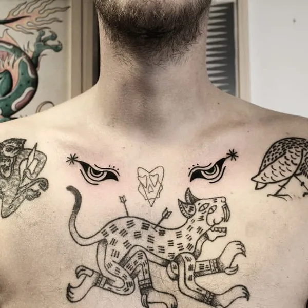 Ornamental tattoo by Candice Soleillant in Essertines-en-Châtelneuf