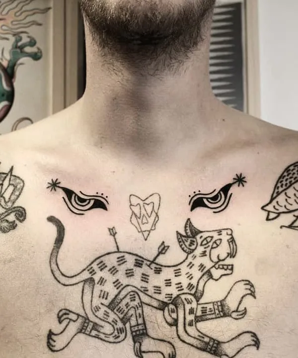 male black blackwork татуировка на chest #46556 | Тату мастер Candice Soleillant