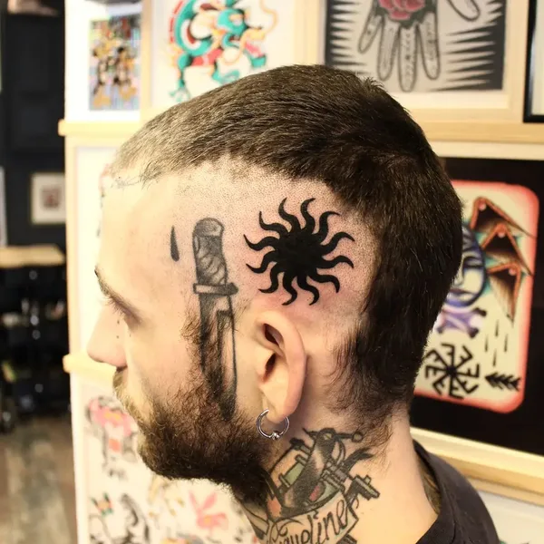 Ornamental tattoo by Candice Soleillant in Essertines-en-Châtelneuf