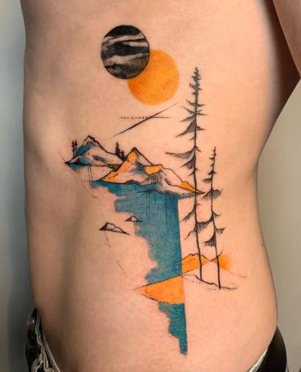 color geometric tatuaje en side #34831 | Tatuador Светлана Дзюбина