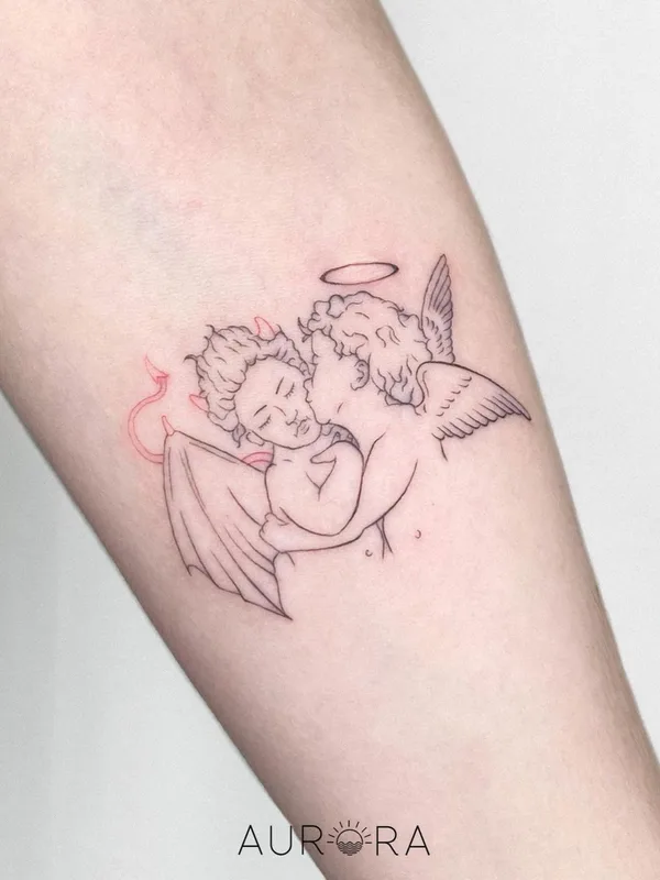 black and grey fineline tatouage sur forearm #50378 | Artiste tatoueur Данила