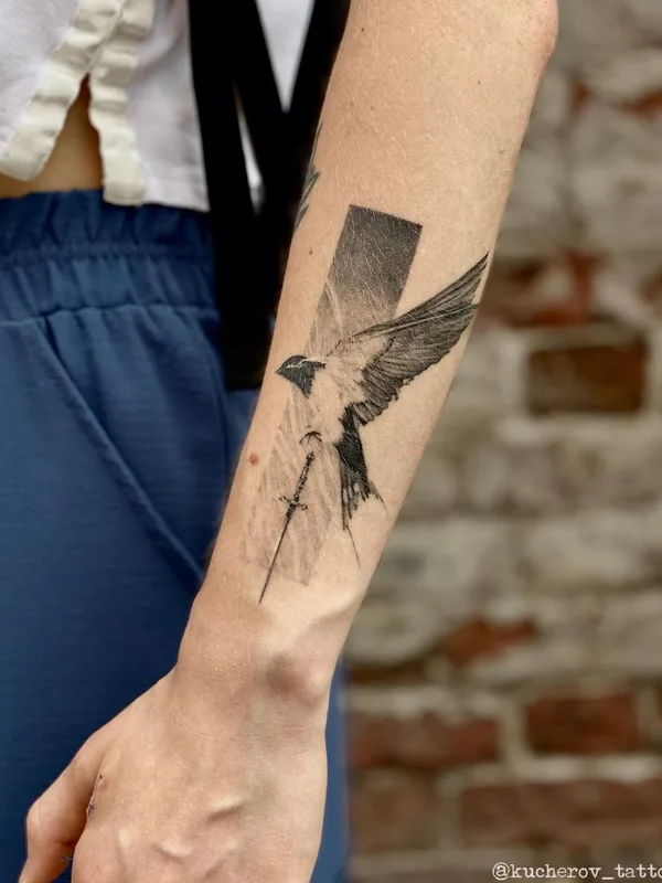 black and grey sketch татуировка на forearm #50388 | Тату мастер Андрей Кучеров