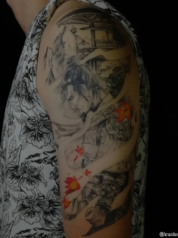 black and grey japanese татуировка на upper arm #50384 | Тату мастер Андрей Кучеров