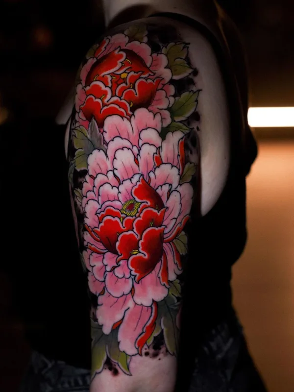 color japanese tattoo auf full sleeve #50410 | Tätowierer Илья Дин