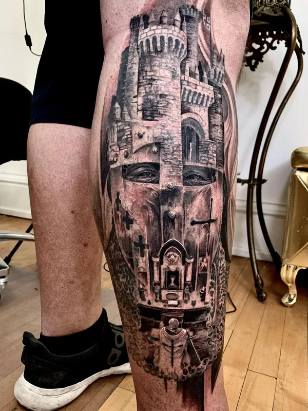male black and grey realism татуировка на calf #50450 | Тату мастер Tony Mancia