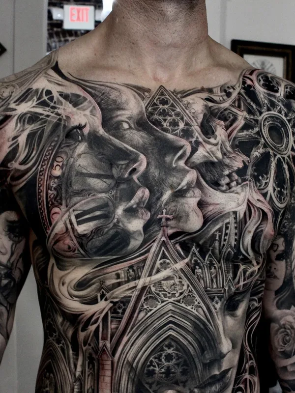 male black and grey realism татуировка на chest #50446 | Тату мастер Tony Mancia