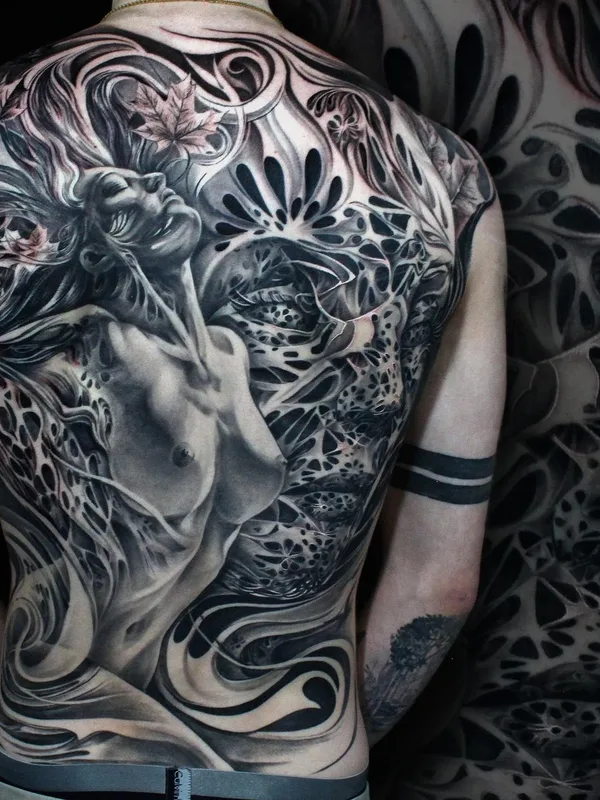 black and grey realism татуировка на full back #50448 | Тату мастер Tony Mancia