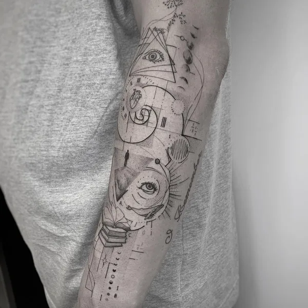 Geometric tattoo by Миша Нечаев in Berlin