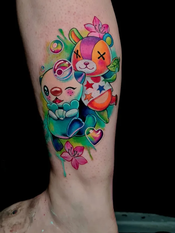 color illustrative tattoo auf calf #66166 | Tätowierer Margoatir
