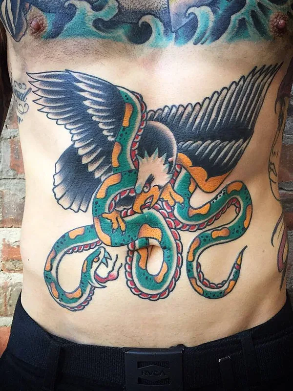 male color traditional 纹身 在 stomach #29970 | 纹身师 Philip Botha