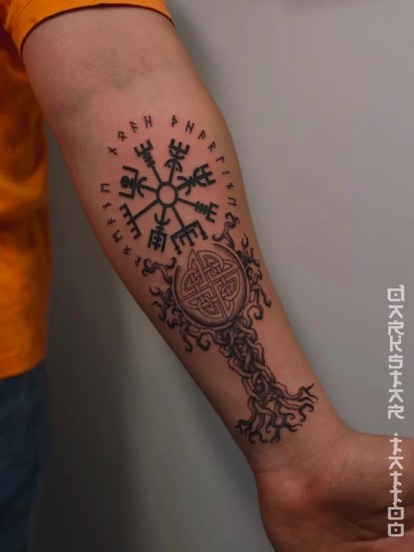 male black graphic татуировка на forearm #67807 | Тату мастер Dmitry Gerasimchuk