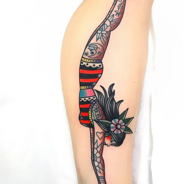 Traditional tattoo by Dani Queipo in London