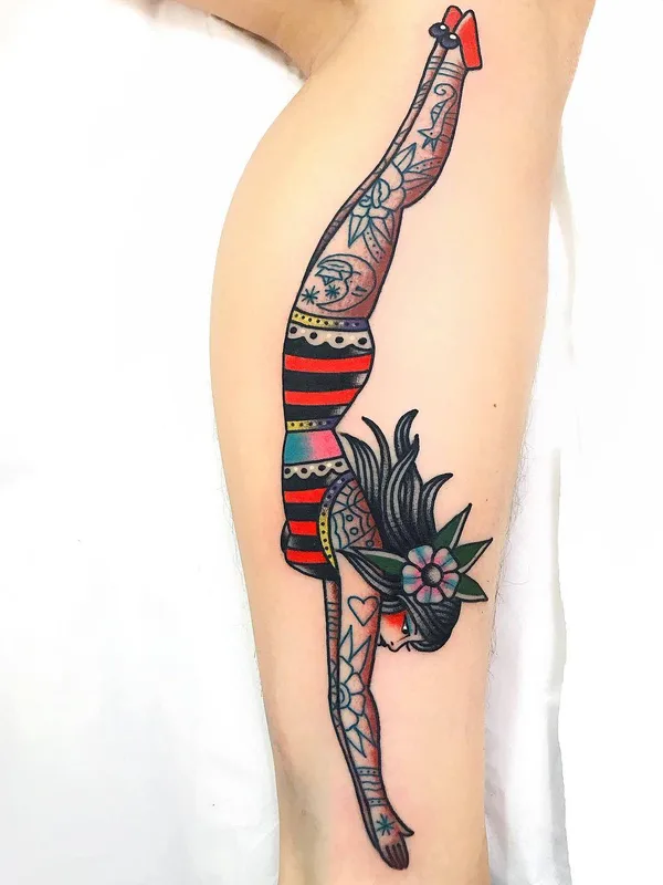 Traditional tattoo by Dani Queipo in London