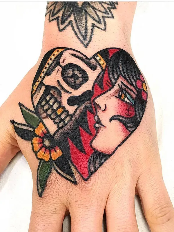 Traditional tattoo by Dani Queipo in London