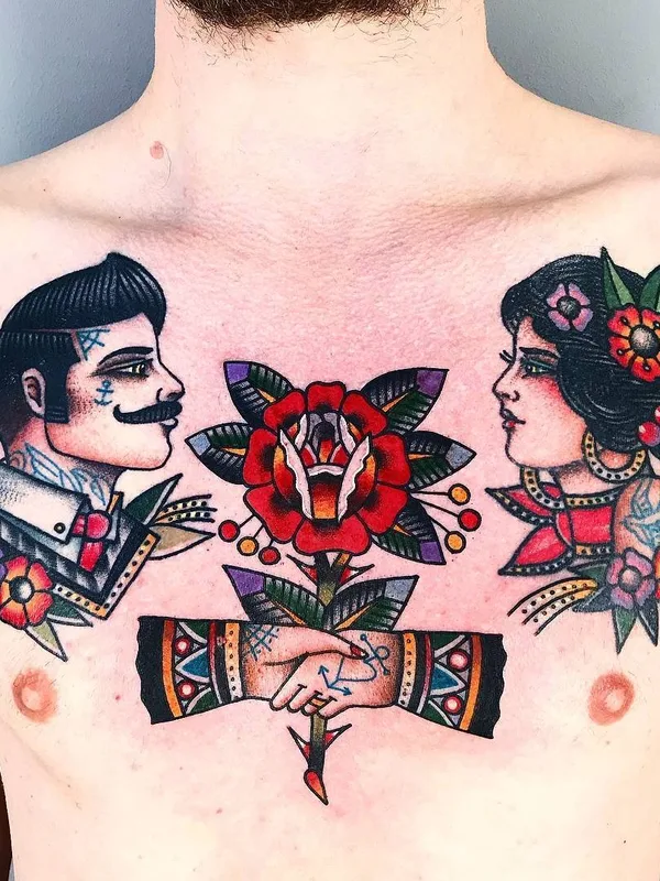 Traditional tattoo by Dani Queipo in London