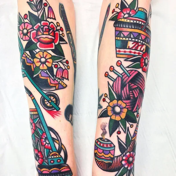 Traditional tattoo by Dani Queipo in London