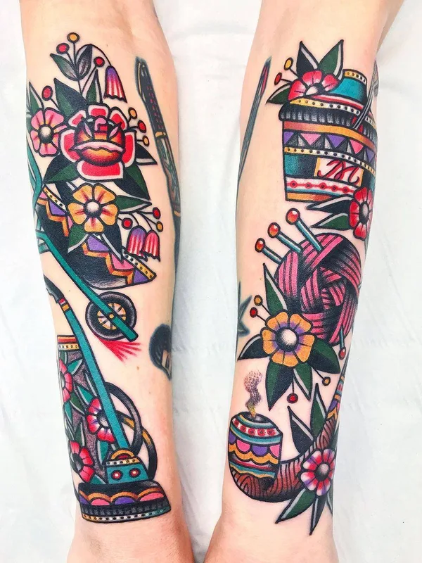 Traditional tattoo by Dani Queipo in London