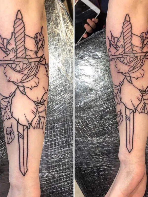 black linework татуировка на forearm #30388 | Тату мастер Rydakova Alexandra