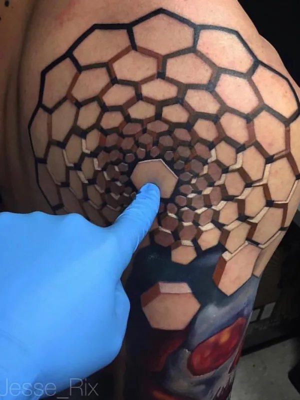 black and grey geometric tattoo on shoulder #40032 | Tattoo Artist Jesse Rix