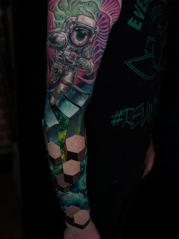 color illustrative tattoo on full sleeve #40033 | Tattoo Artist Jesse Rix