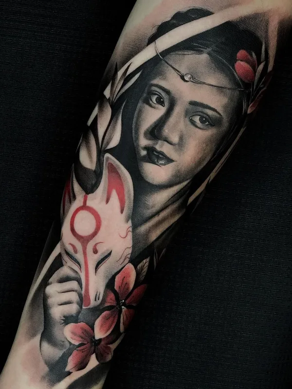 female color japanese 纹身 在 forearm #54872 | 纹身师 Оля Лиса