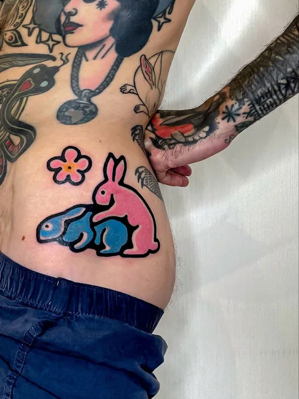 male color new school tatuaje en stomach #70456 | Tatuador Dot.tatts
