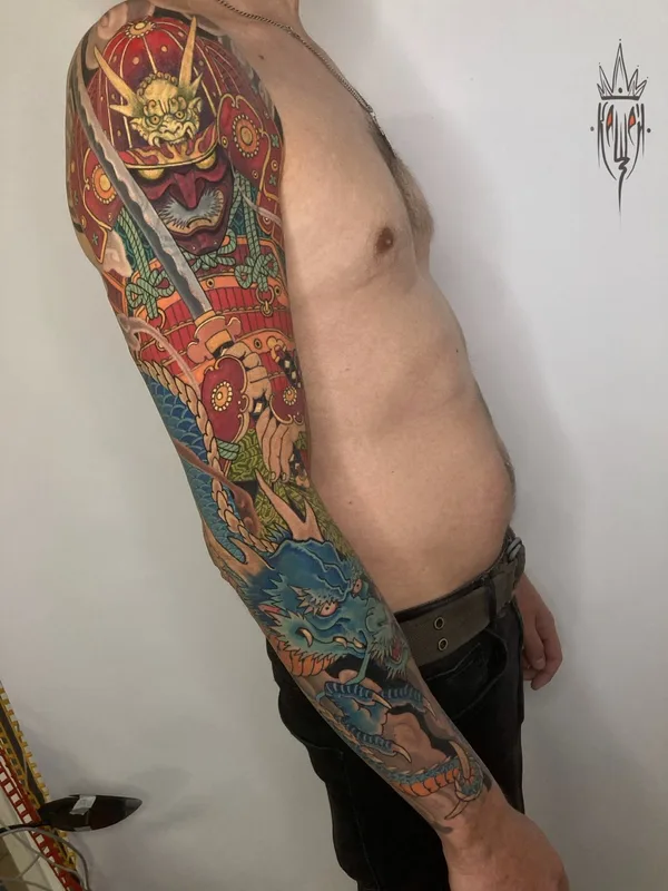 male color japanese татуировка на full sleeve #70519 | Тату мастер Виталий Канащенков
