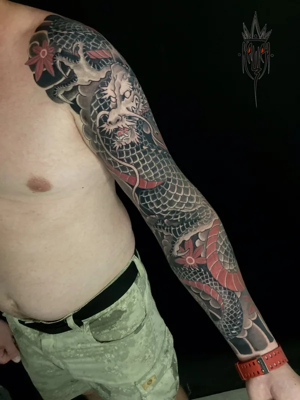 male color japanese татуировка на full sleeve #70526 | Тату мастер Виталий Канащенков