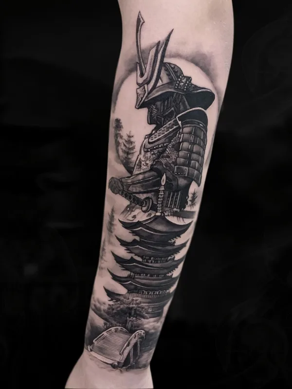 black and grey japanese 타투 부위 forearm #56001 | 타투이스트 Михаил Макеев