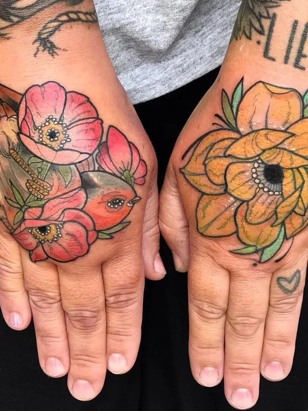 color neo traditional Tatuaggio su hand #56176 | Tatuatore Kirsten Grzeskowiak